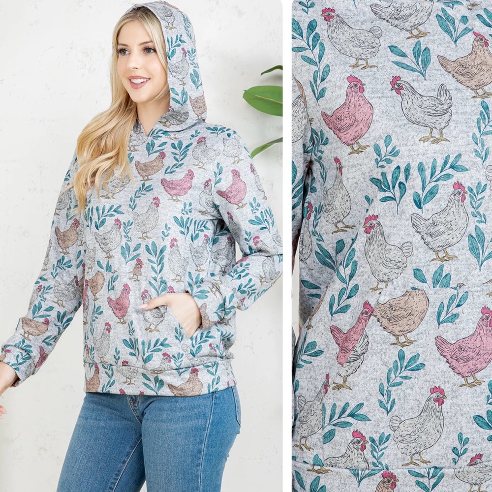 Hen Pullover Long Sleeve Sweater Sweatshirt Hoodie